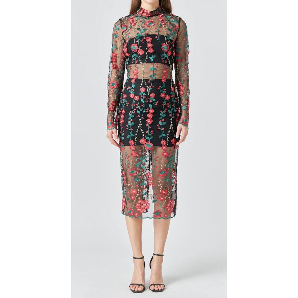 Endless Rose Floral Embroidered Dress NWOT